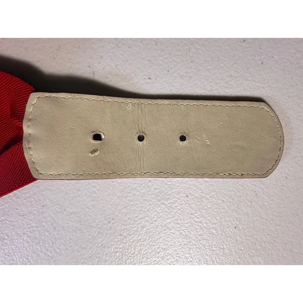 Red Wide Elastic Cinch Belt Faux Lizard Skin Texture Retro Rockabilly Style